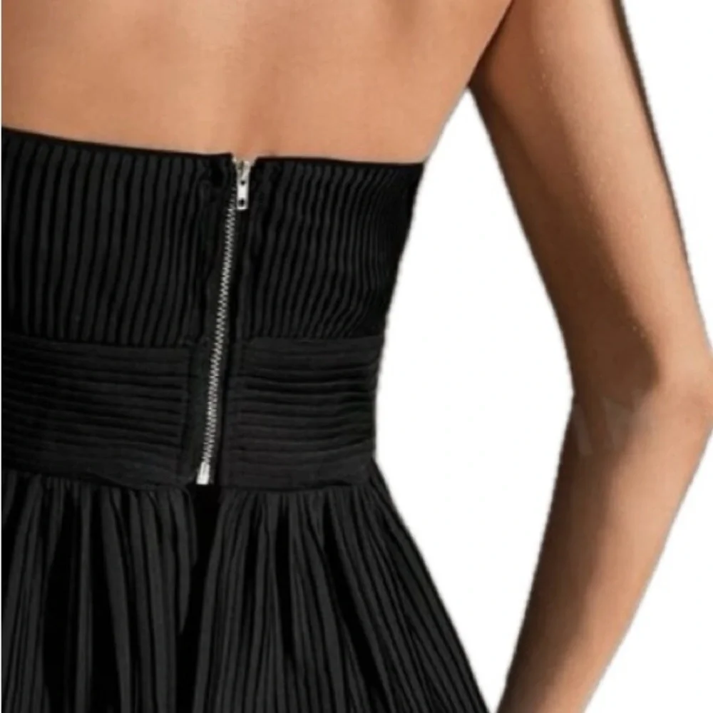 Ruffle bustier top Pleated strapless corset tube holiday 6 M Sweetheart peplum t - Picture 3 of 3